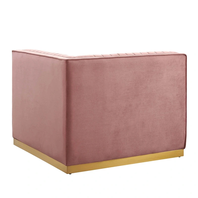 Sanguine Channel Canapé Modulable d'Angle Gauche en Velours Capitonnage Performance