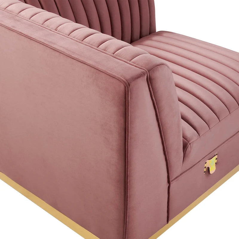 Sanguine Channel Canapé Modulable d'Angle Gauche en Velours Capitonnage Performance