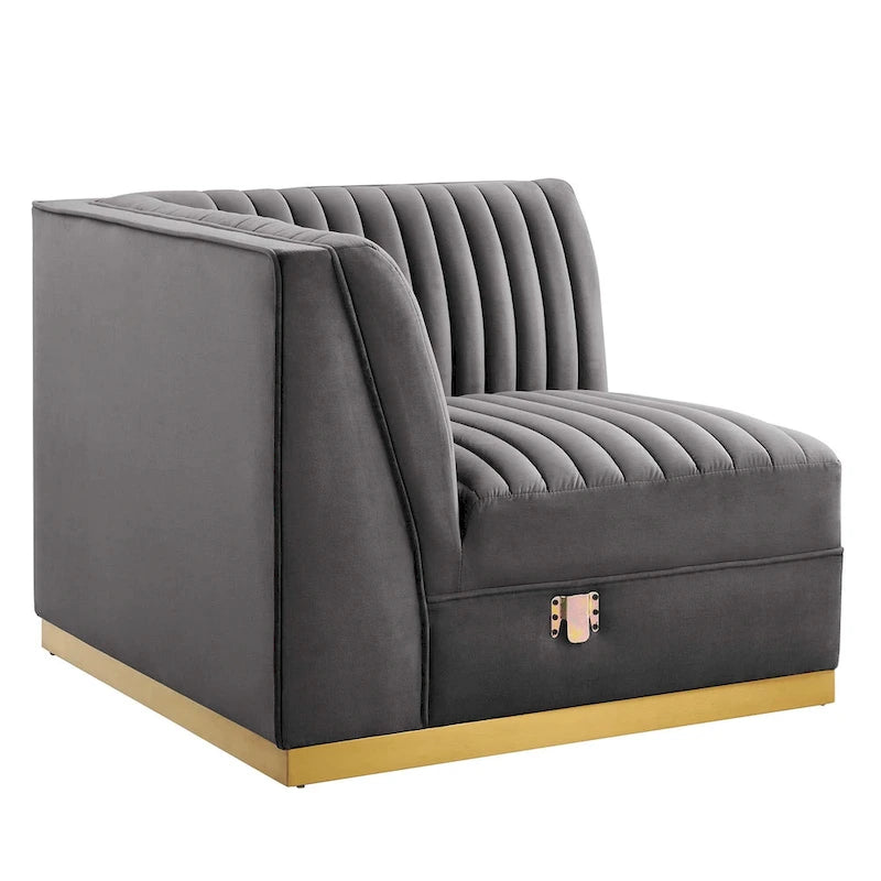 Sanguine Channel Canapé Modulable d'Angle Gauche en Velours Capitonnage Performance