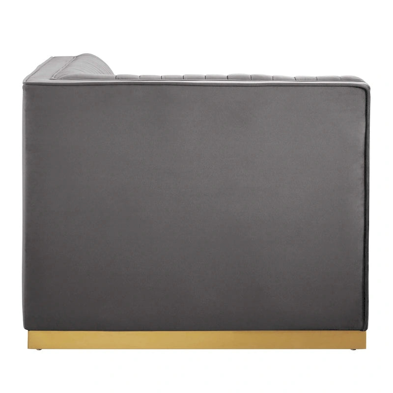 Sanguine Channel Canapé Modulable d'Angle Gauche en Velours Capitonnage Performance