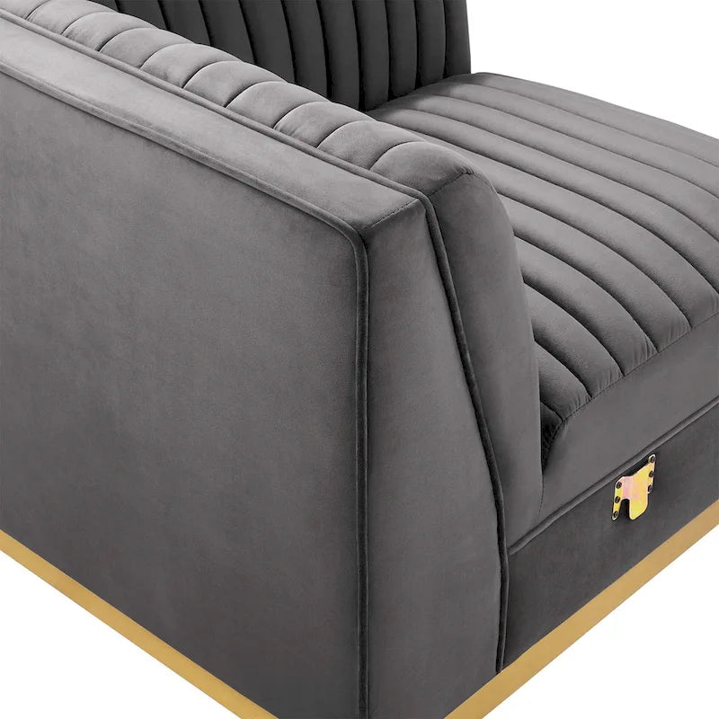 Sanguine Channel Canapé Modulable d'Angle Gauche en Velours Capitonnage Performance