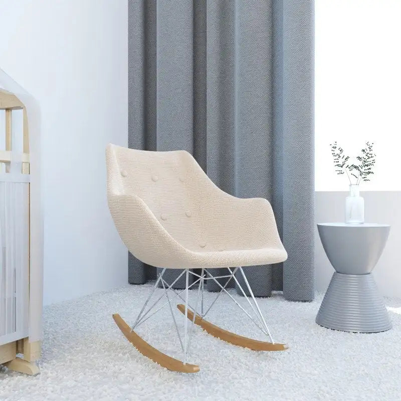 Fauteuil à bascule d'allaitement rembourré en polyester - Fauteuil d'appoint moderne pour salon, chambre à coucher, intérieur et extérieur