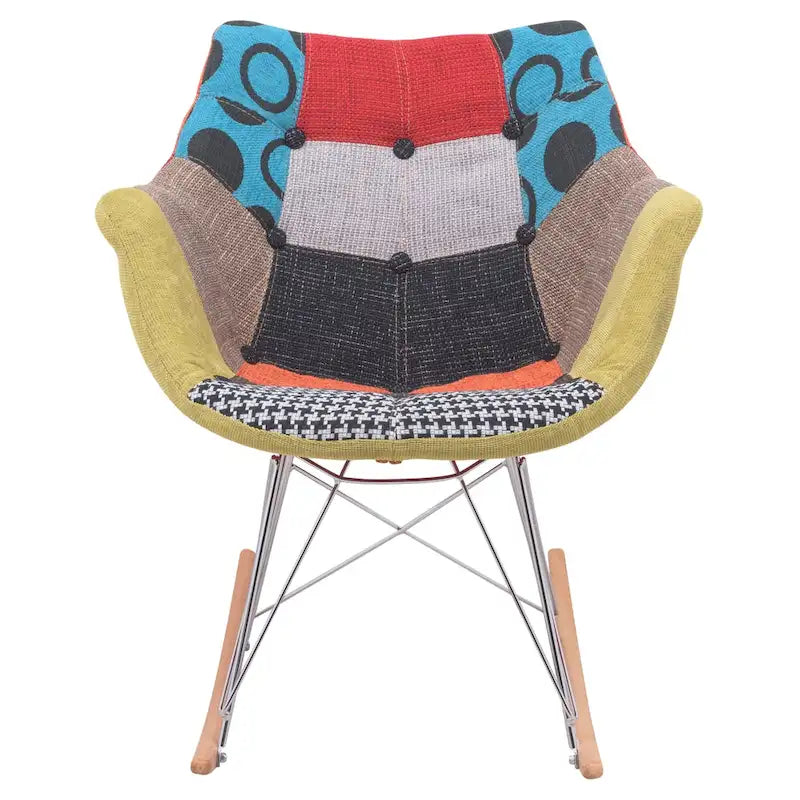 Fauteuil à bascule d'allaitement rembourré en polyester - Fauteuil d'appoint moderne pour salon, chambre à coucher, intérieur et extérieur