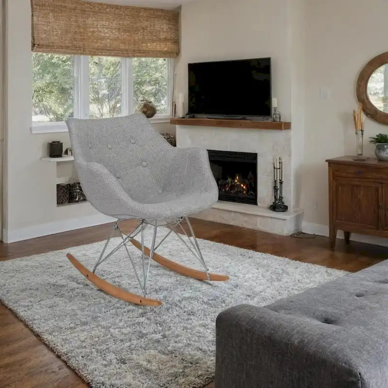 Fauteuil à bascule d'allaitement rembourré en polyester - Fauteuil d'appoint moderne pour salon, chambre à coucher, intérieur et extérieur