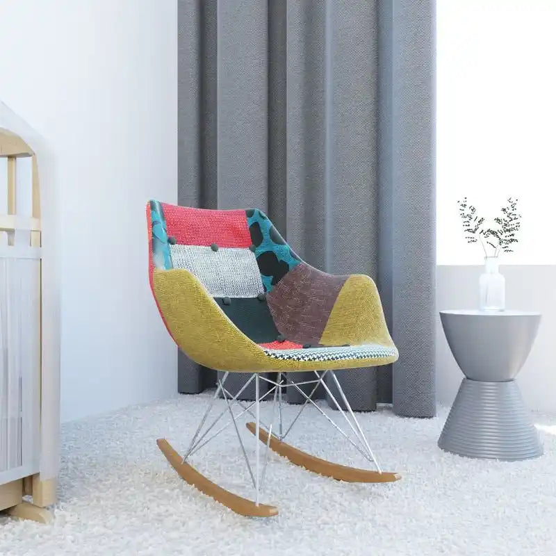 Fauteuil à bascule d'allaitement rembourré en polyester - Fauteuil d'appoint moderne pour salon, chambre à coucher, intérieur et extérieur