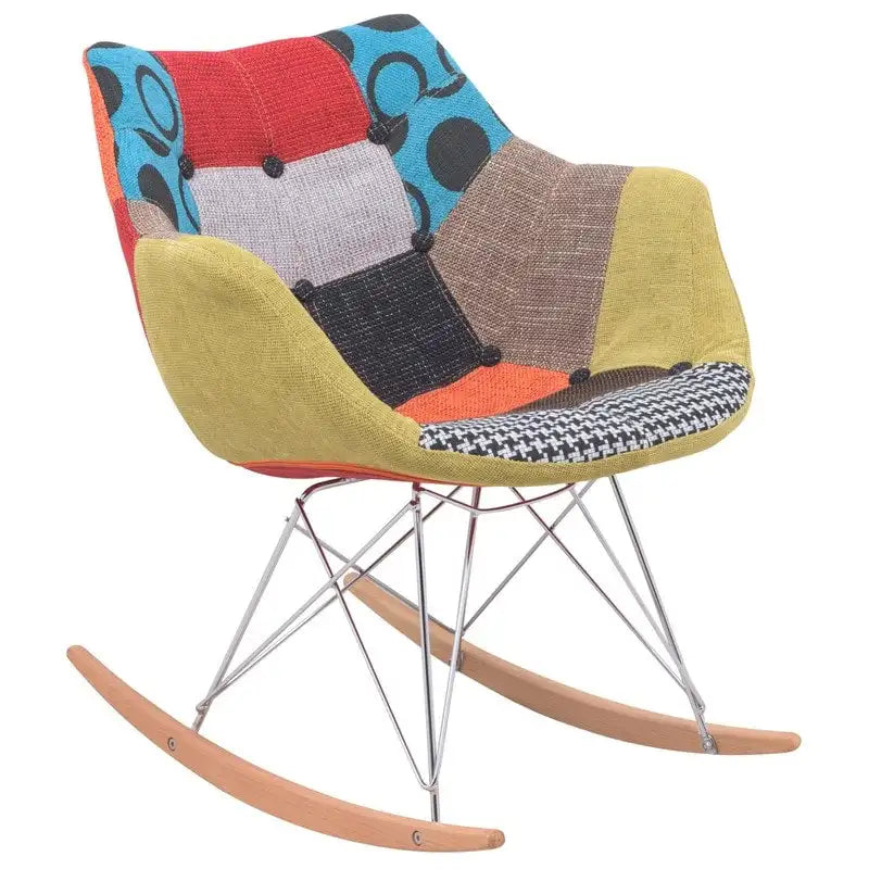 Fauteuil à bascule d'allaitement rembourré en polyester - Fauteuil d'appoint moderne pour salon, chambre à coucher, intérieur et extérieur
