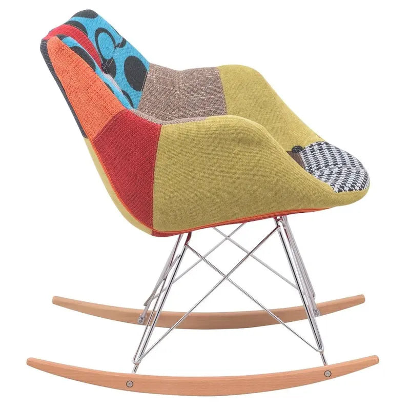 Fauteuil à bascule d'allaitement rembourré en polyester - Fauteuil d'appoint moderne pour salon, chambre à coucher, intérieur et extérieur