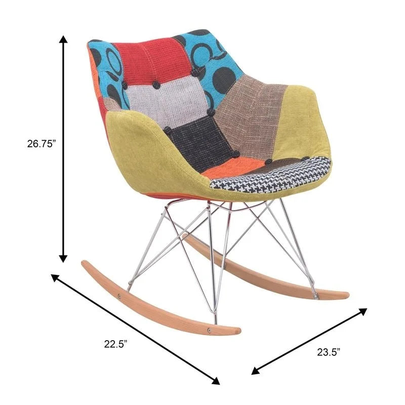 Fauteuil à bascule d'allaitement rembourré en polyester - Fauteuil d'appoint moderne pour salon, chambre à coucher, intérieur et extérieur