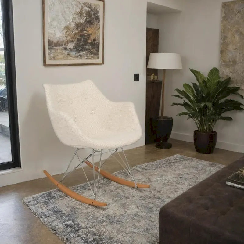 Fauteuil à bascule d'allaitement rembourré en polyester - Fauteuil d'appoint moderne pour salon, chambre à coucher, intérieur et extérieur