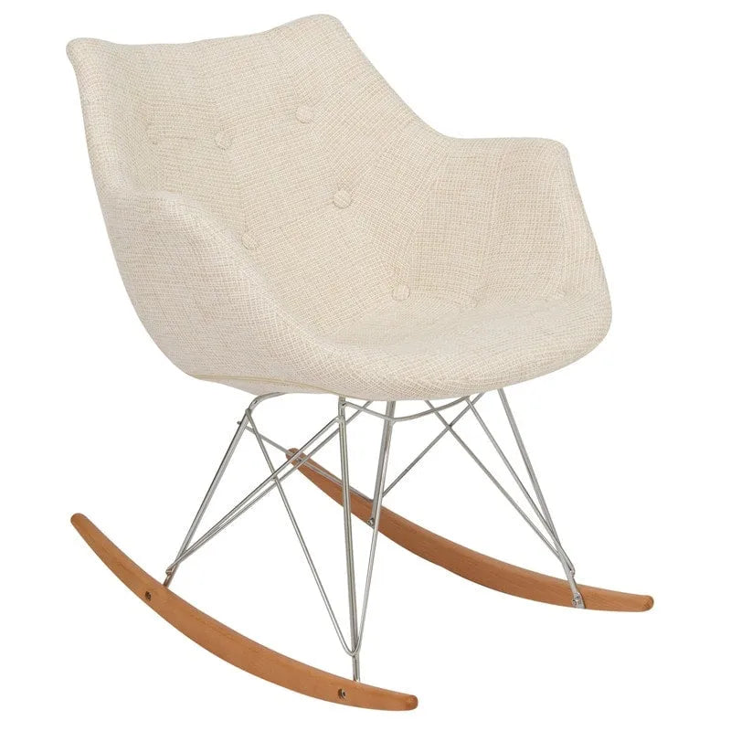 Fauteuil à bascule d'allaitement rembourré en polyester - Fauteuil d'appoint moderne pour salon, chambre à coucher, intérieur et extérieur