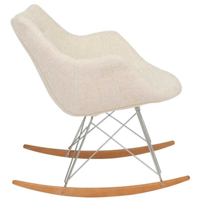 Fauteuil à bascule d'allaitement rembourré en polyester - Fauteuil d'appoint moderne pour salon, chambre à coucher, intérieur et extérieur