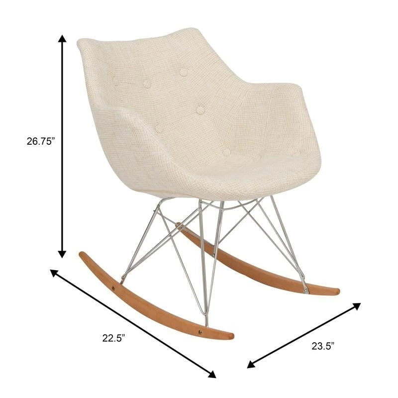 Fauteuil à bascule d'allaitement rembourré en polyester - Fauteuil d'appoint moderne pour salon, chambre à coucher, intérieur et extérieur