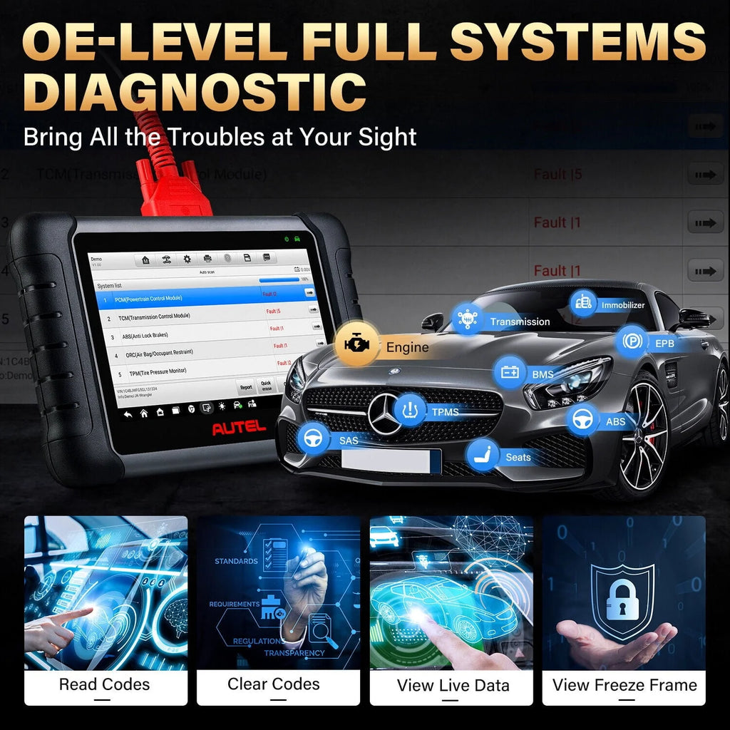 Outil de diagnostic automobile Autel MaxiCOM MK808S, outil de balayage de diagnostic bidirectionnel pour tous les systèmes, 28+ services, tests actifs