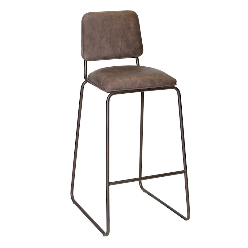 Tabouret de bar rembourré de style Mid-Century de qualité commerciale avec pieds en métal