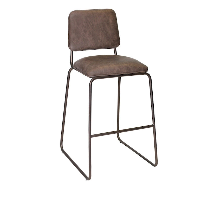 Tabouret de bar rembourré de style Mid-Century de qualité commerciale avec pieds en métal