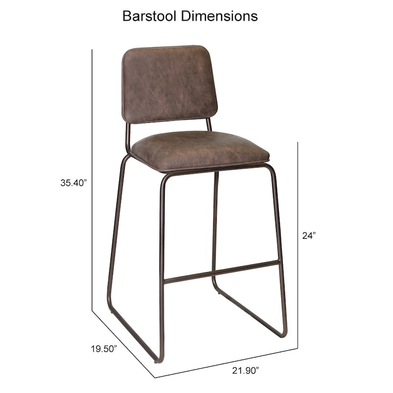 Tabouret de bar rembourré de style Mid-Century de qualité commerciale avec pieds en métal
