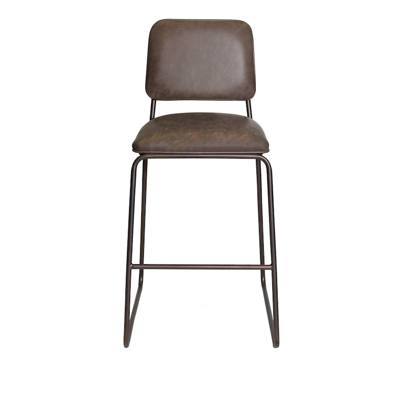 Tabouret de bar rembourré de style Mid-Century de qualité commerciale avec pieds en métal