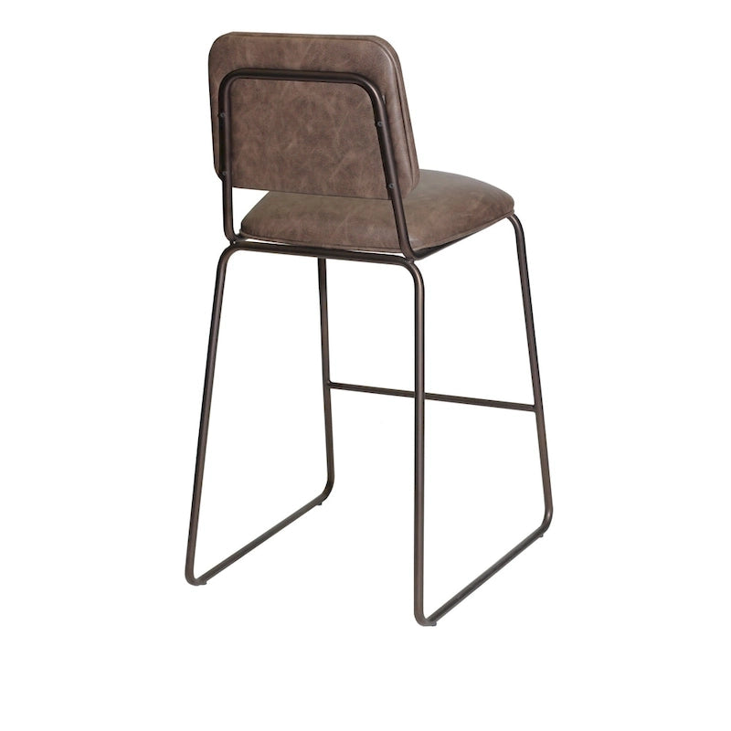 Tabouret de bar rembourré de style Mid-Century de qualité commerciale avec pieds en métal