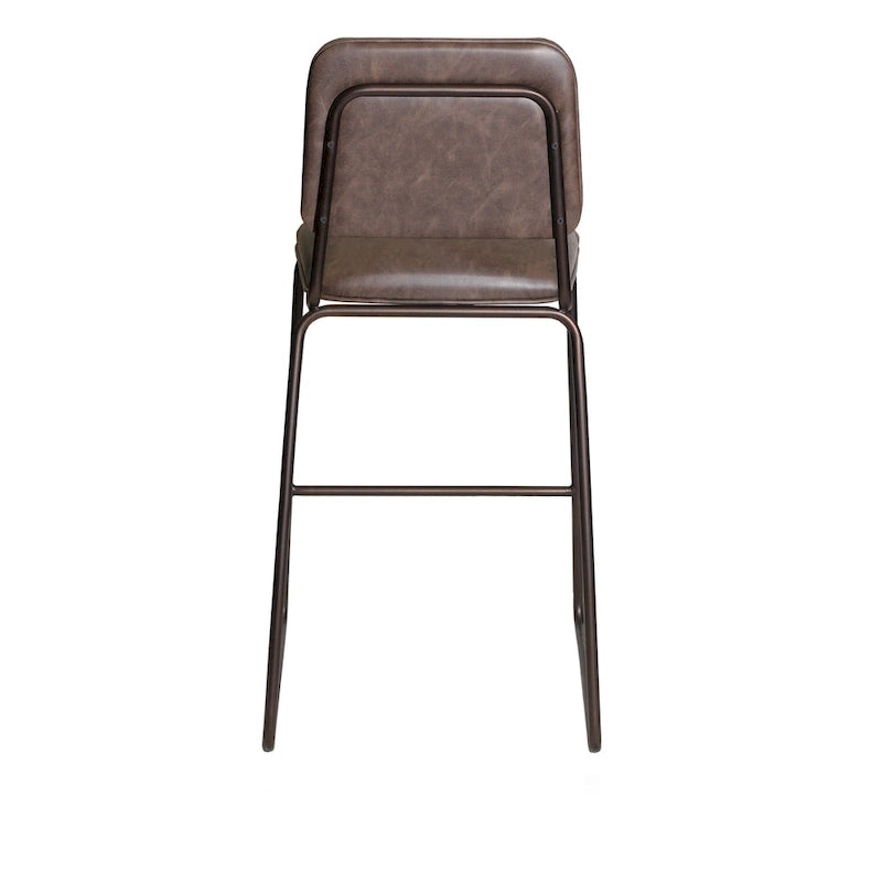 Tabouret de bar rembourré de style Mid-Century de qualité commerciale avec pieds en métal