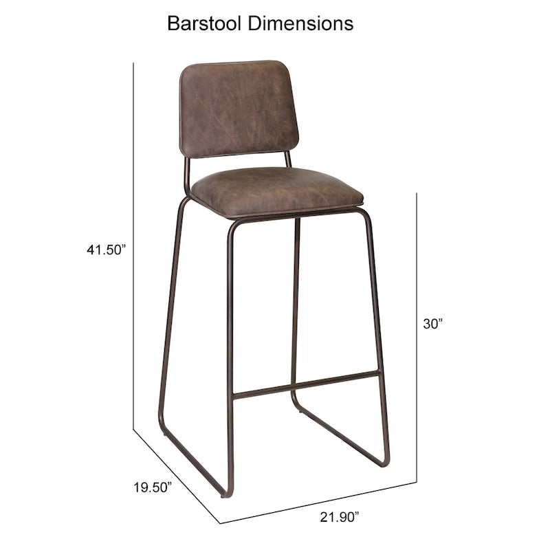 Tabouret de bar rembourré de style Mid-Century de qualité commerciale avec pieds en métal