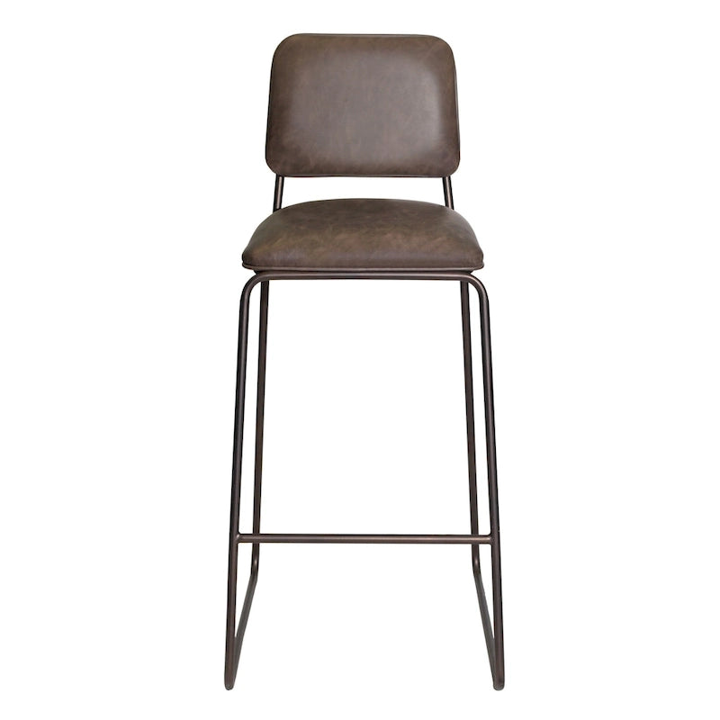 Tabouret de bar rembourré de style Mid-Century de qualité commerciale avec pieds en métal