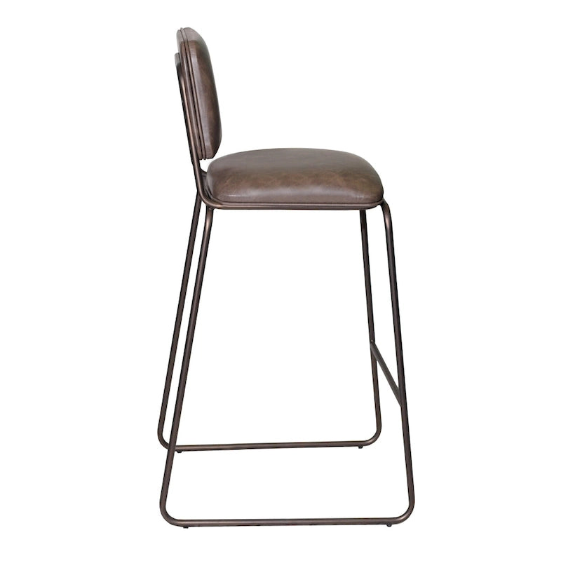 Tabouret de bar rembourré de style Mid-Century de qualité commerciale avec pieds en métal