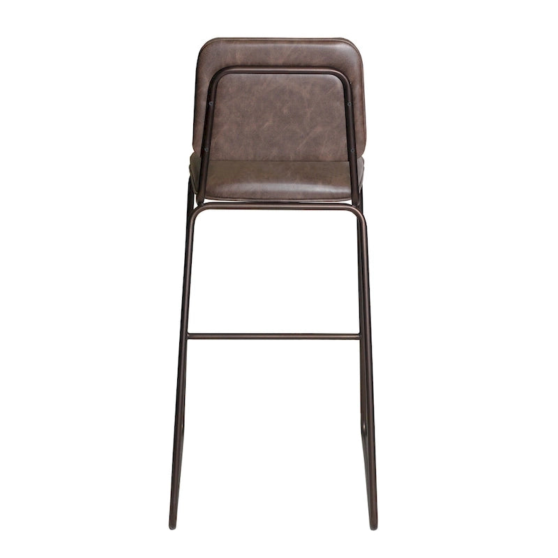 Tabouret de bar rembourré de style Mid-Century de qualité commerciale avec pieds en métal