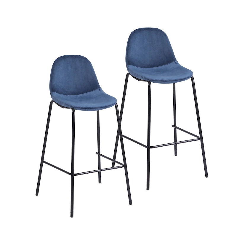 Tabourets de bar Porthos Home Tam (lot de 2), revêtement en velours, pieds en fer