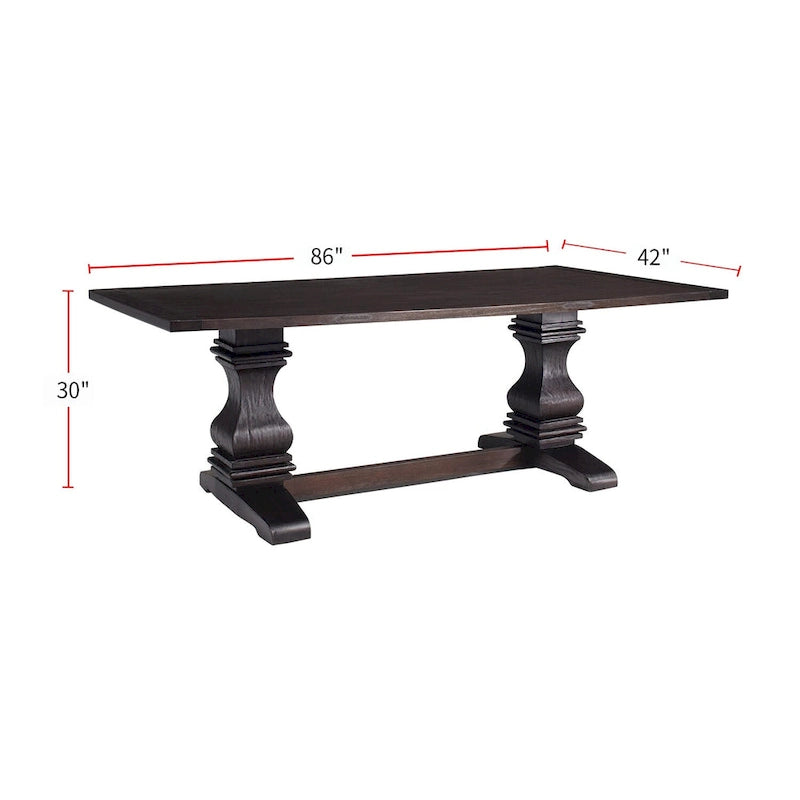 Table à manger rectangulaire en bois, coloris expresso rustique