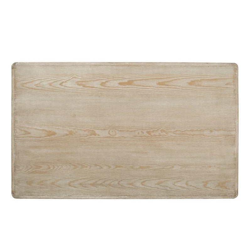 Table basse Ming de Pékin en bois recyclé, petite, 140 cm de long, finition blanchie patinée