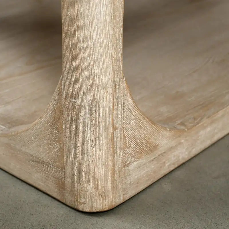 Table basse Ming de Pékin en bois recyclé, petite, 140 cm de long, finition blanchie patinée