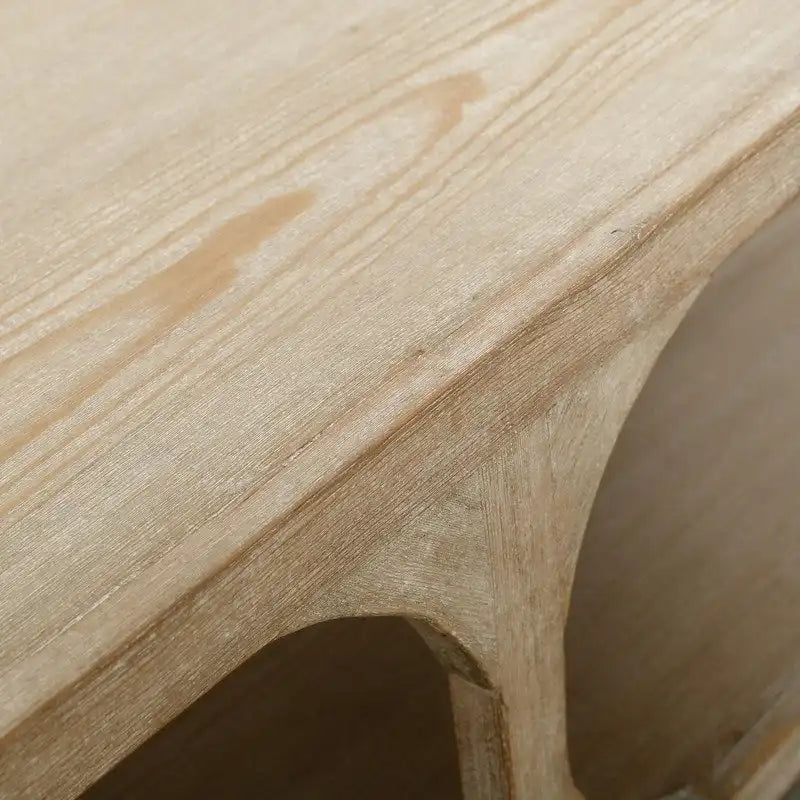 Table basse Ming de Pékin en bois recyclé, petite, 140 cm de long, finition blanchie patinée
