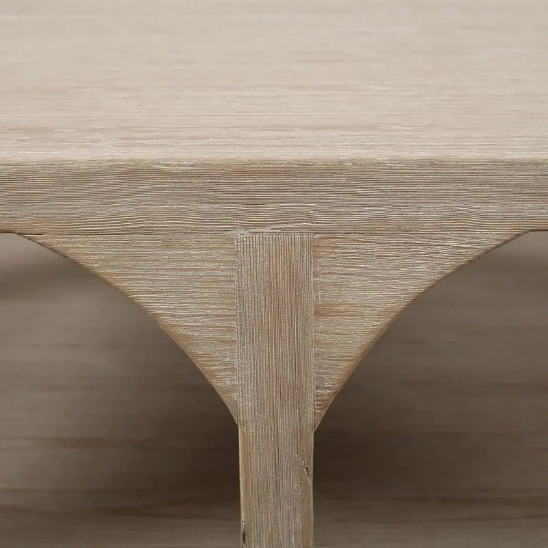 Table basse Ming de Pékin en bois recyclé, petite, 140 cm de long, finition blanchie patinée