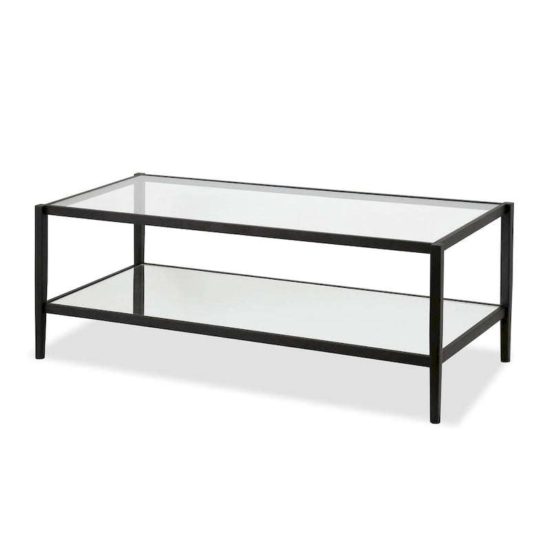 Table basse rectangulaire de 45 de large avec étagère miroir