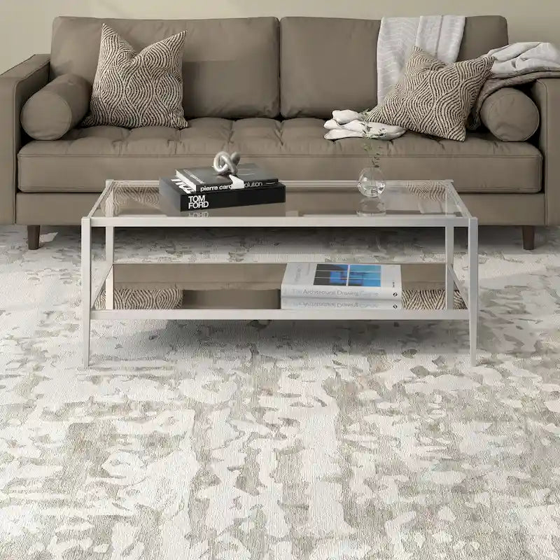Table basse rectangulaire de 45 de large avec étagère miroir