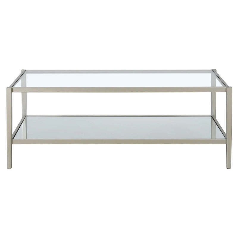 Table basse rectangulaire de 45 de large avec étagère miroir