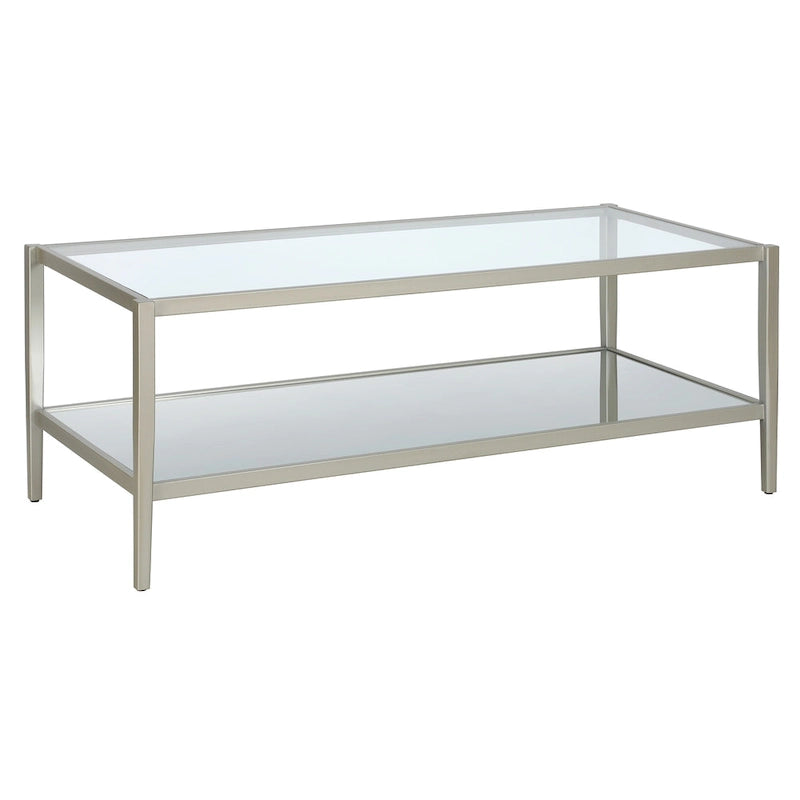 Table basse rectangulaire de 45 de large avec étagère miroir