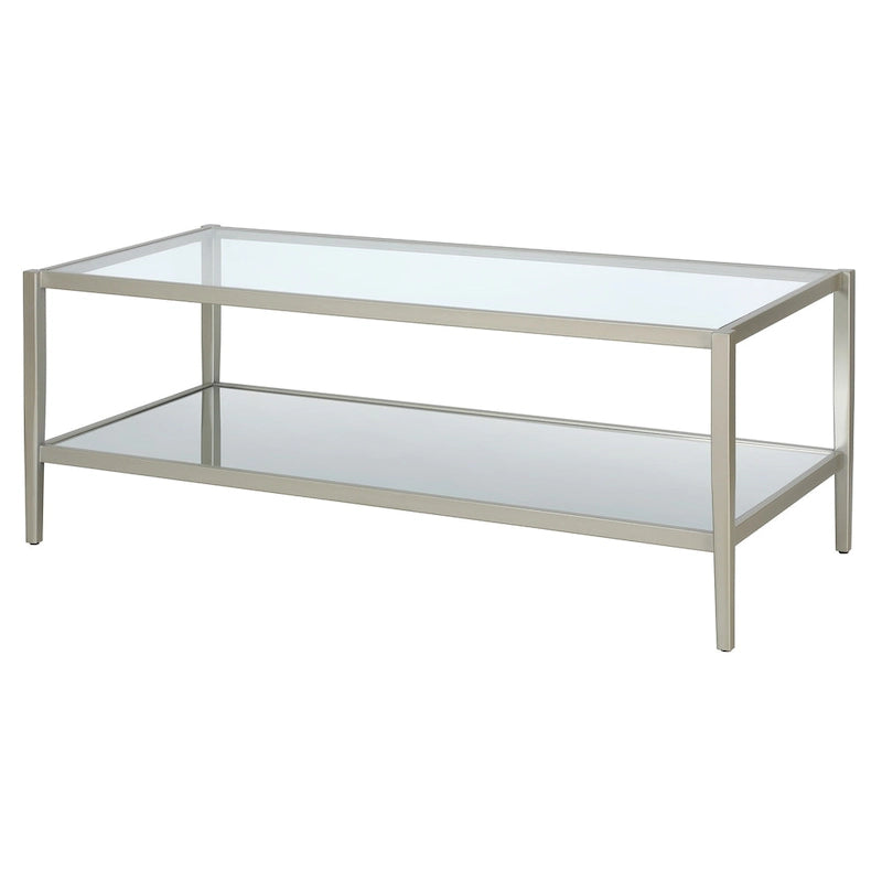 Table basse rectangulaire de 45 de large avec étagère miroir