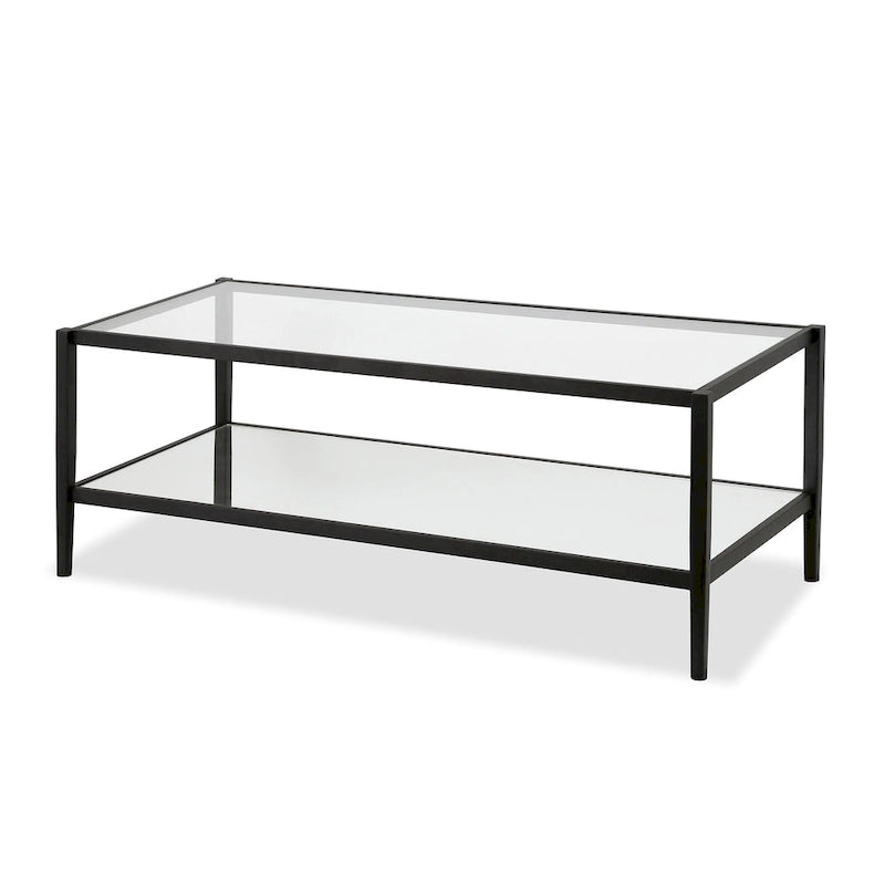 Table basse rectangulaire de 45 de large avec étagère miroir