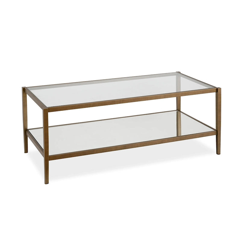 Table basse rectangulaire de 45 de large avec étagère miroir