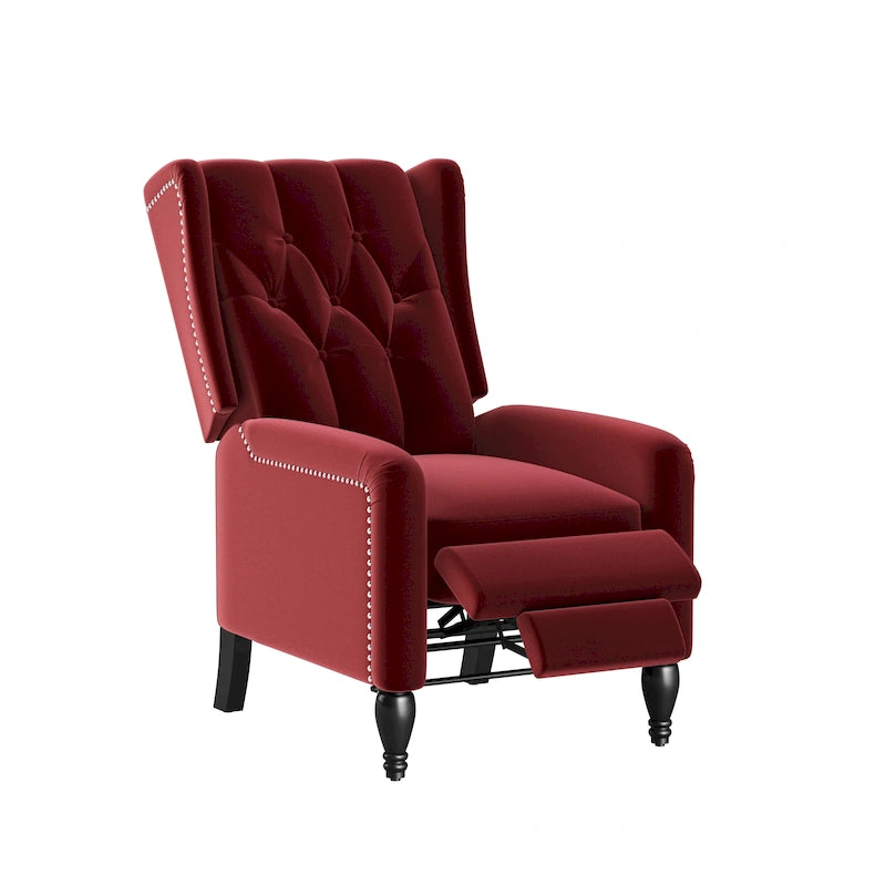 Fauteuil inclinable à dossier haut en velours à pousser