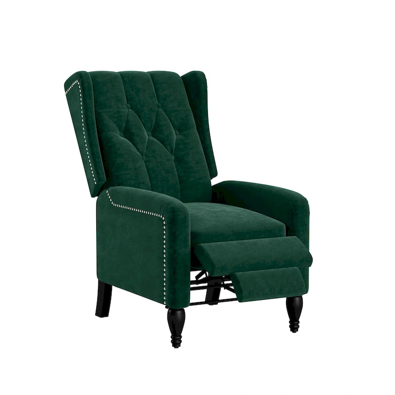 Fauteuil inclinable à dossier haut en velours à pousser