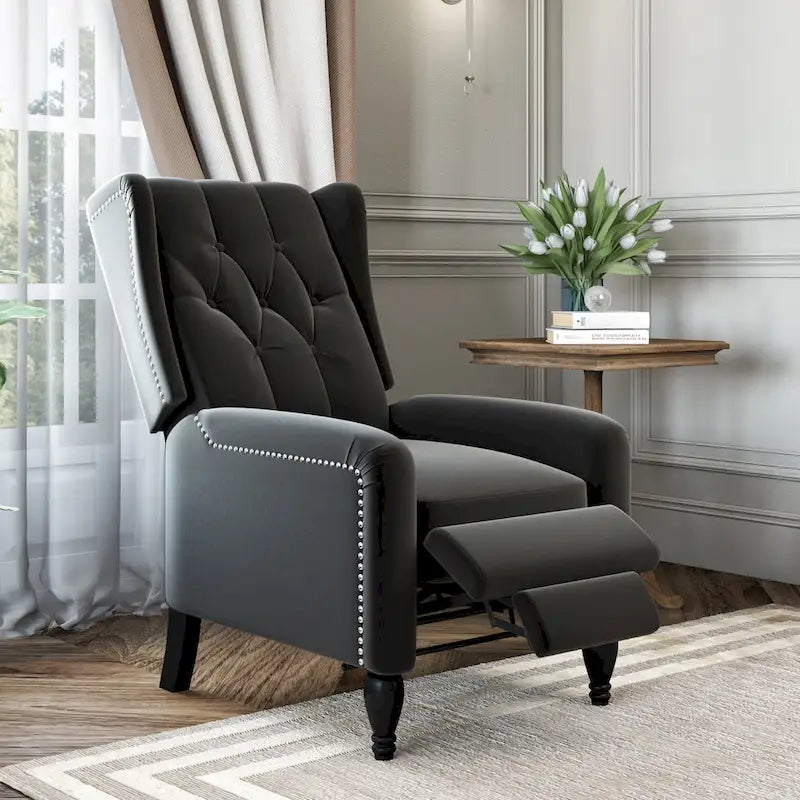 Fauteuil inclinable à dossier haut en velours à pousser