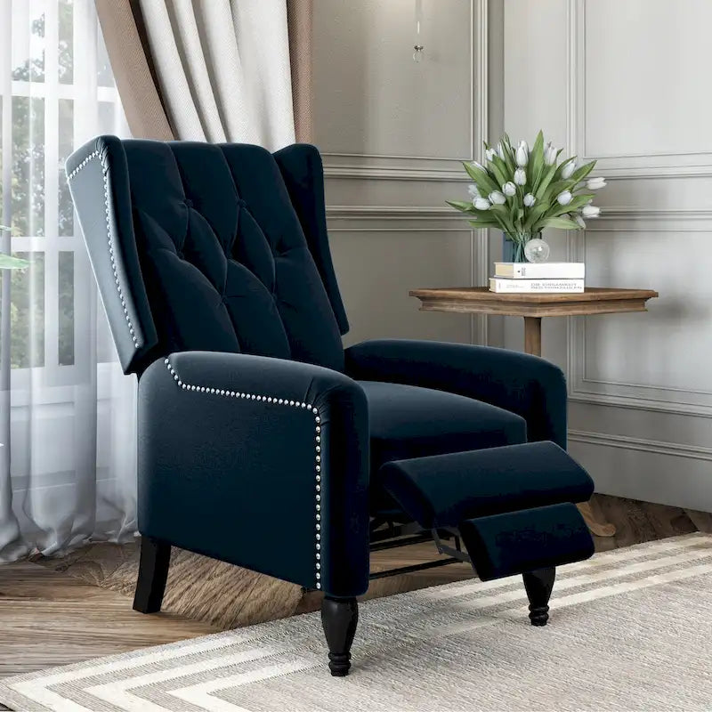 Fauteuil inclinable à dossier haut en velours à pousser