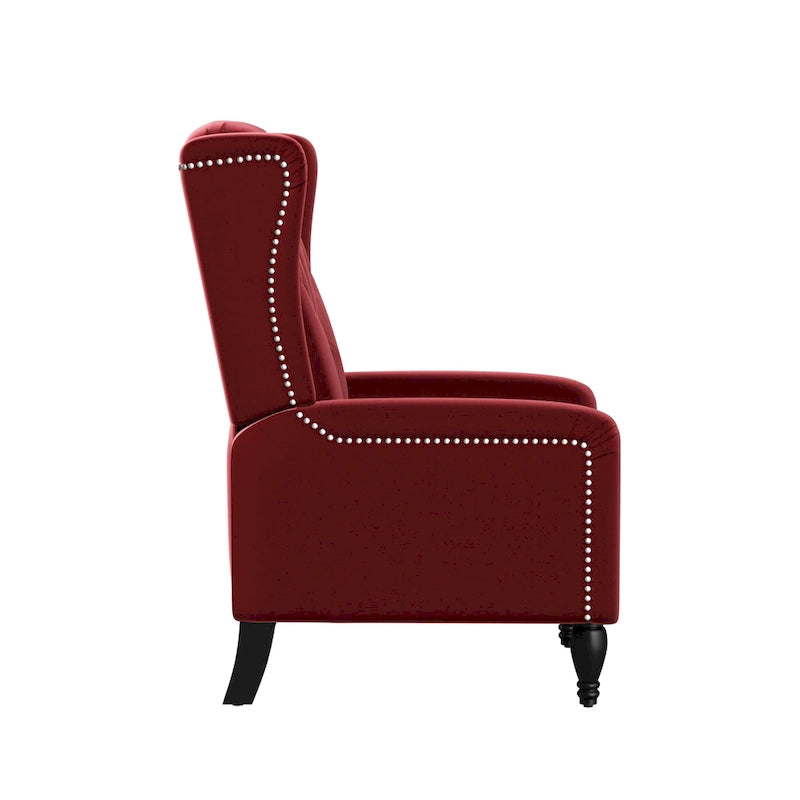 Fauteuil inclinable à dossier haut en velours à pousser