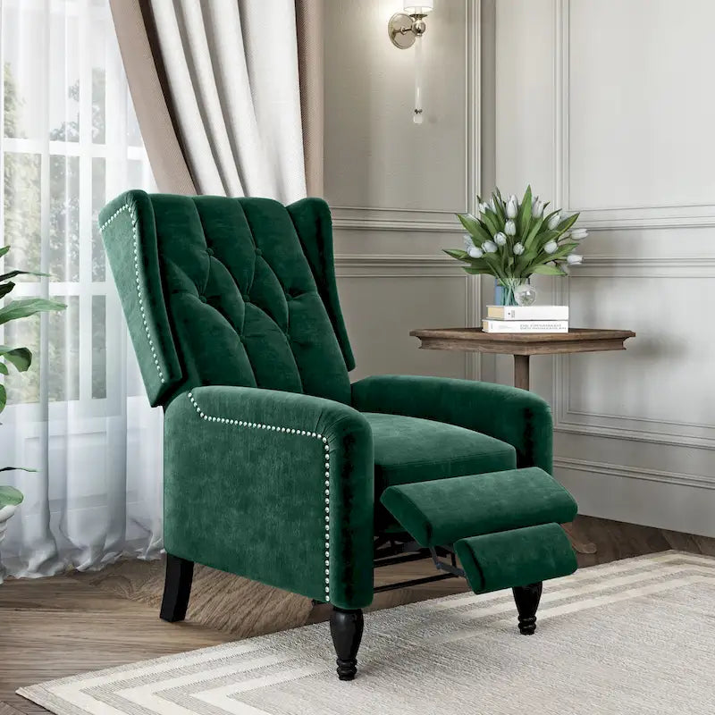Fauteuil inclinable à dossier haut en velours à pousser