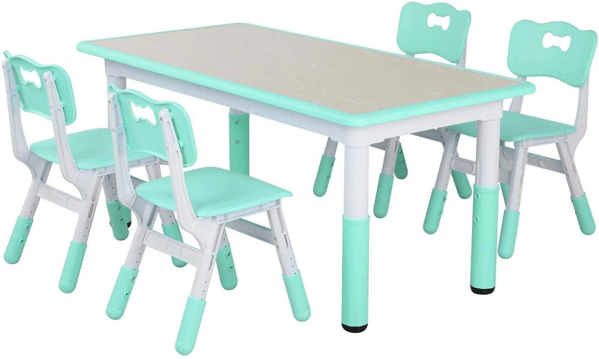 Ensemble table et 4 chaises pour enfants LAZY BUDDY, bureau réglable en hauteur pour tout-petits avec plateau graffiti, ensemble de table d’activités pour enfants pour crèche et maison