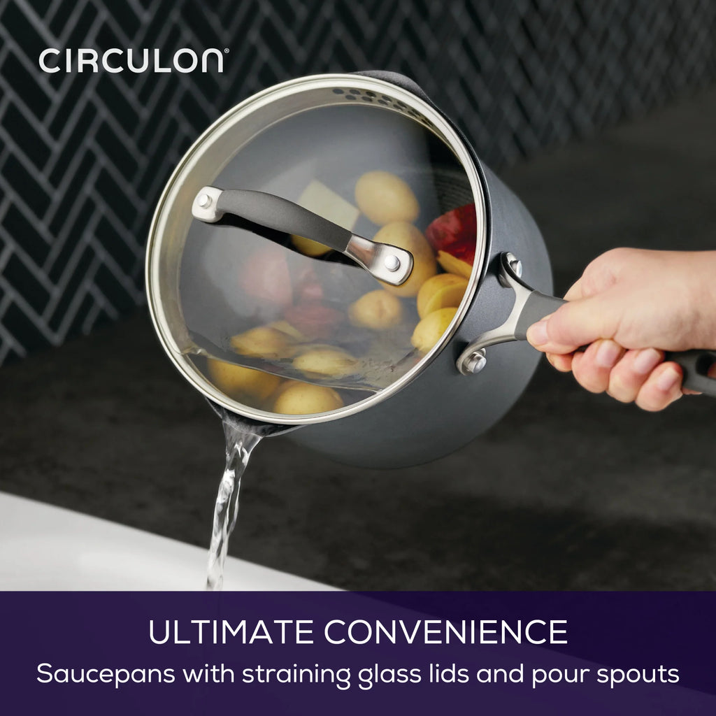 Batterie de cuisine antiadhésive en aluminium Circulon A1 Scratch Defense de 10 pièces, acier inoxydable moulé