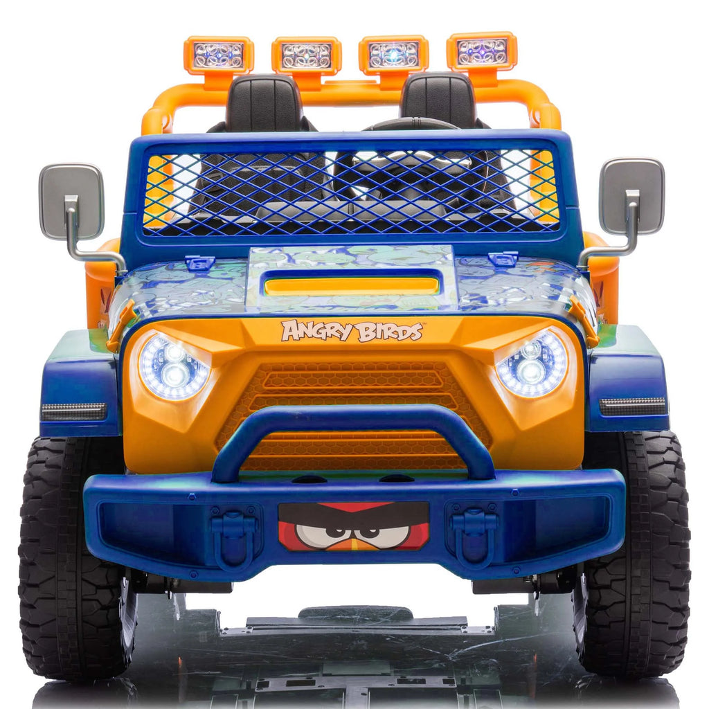 Jouets électriques Joyracer 24 volts pour grands enfants, camion sous licence Angry Birds avec télécommande, véhicule électrique 4x4 à 2 places avec pelle, Bluetooth, lumières, roues de voiture électrique, pour enfants de 3 à 8 ans, jusqu’à 59 kg, vert