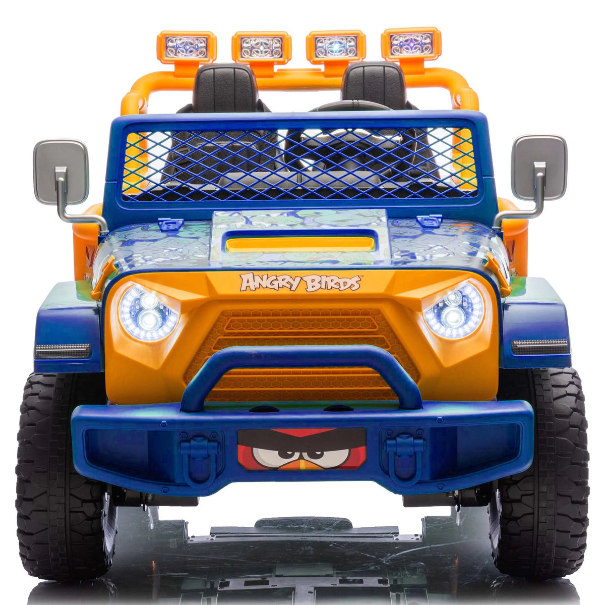 Jouets électriques Joyracer 24 volts pour grands enfants, camion sous licence Angry Birds avec télécommande, véhicule électrique 4x4 à 2 places avec pelle, Bluetooth, lumières, roues de voiture électrique, pour enfants de 3 à 8 ans, jusqu’à 59 kg, vert